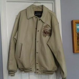Avirex leather jacket (xl) cream in color